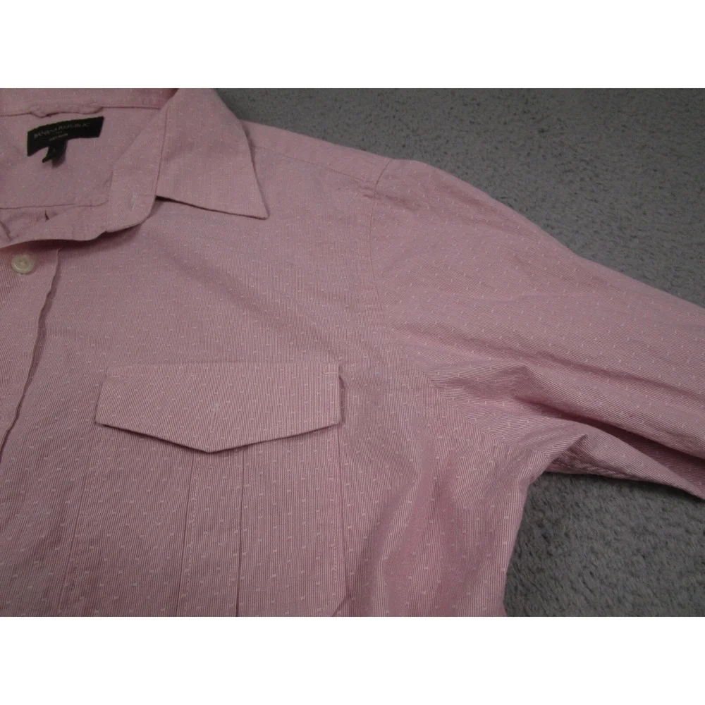 Banana Republic Shirt Mens Large Pink Geometric Soft‎ Wash Button Up Pockets